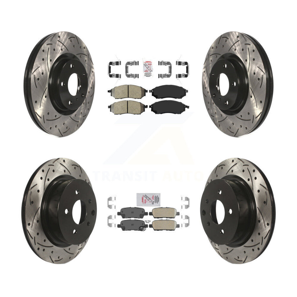Front Semi-Metallic Rear Ceramic Pad Drill Slot Brake Rotor Kit For INFINITI G37 EX35 G35 KDA-101727