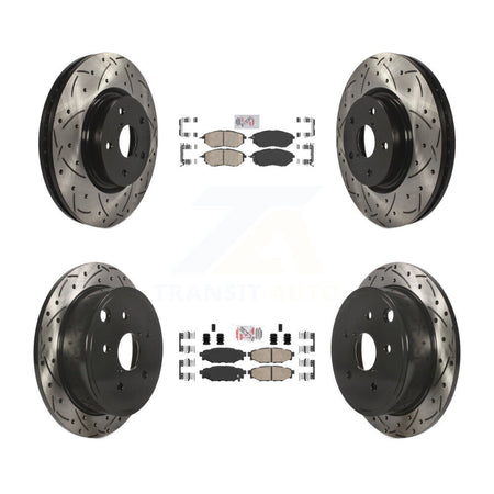 Front Rear Ceramic Pads And Coated Drilled Slotted Disc Brake Rotors Kit For Subaru WRX KDA-101730
