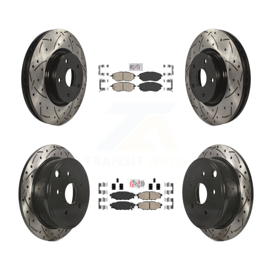 Front Rear Ceramic Pads And Coated Drilled Slotted Disc Brake Rotors Kit For Subaru WRX KDA-101730