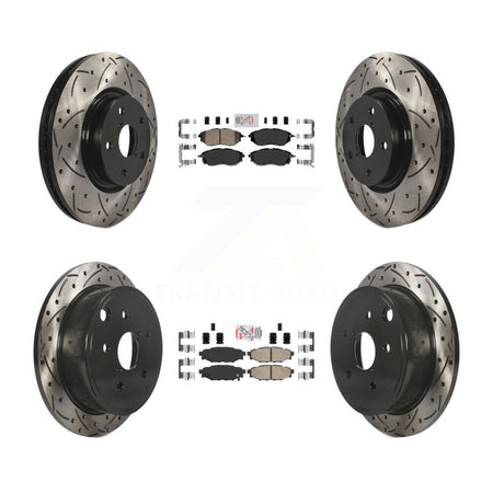 Front Rear Ceramic Pads And Coated Drilled Slotted Disc Brake Rotors Kit For Subaru WRX KDA-101732