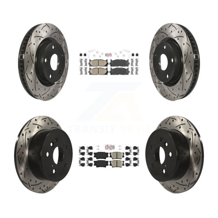 Front Rear Ceramic Pad & Drilled Slot Brake Rotor Kit For Toyota Camry Lexus ES350 Avalon KDA-101735