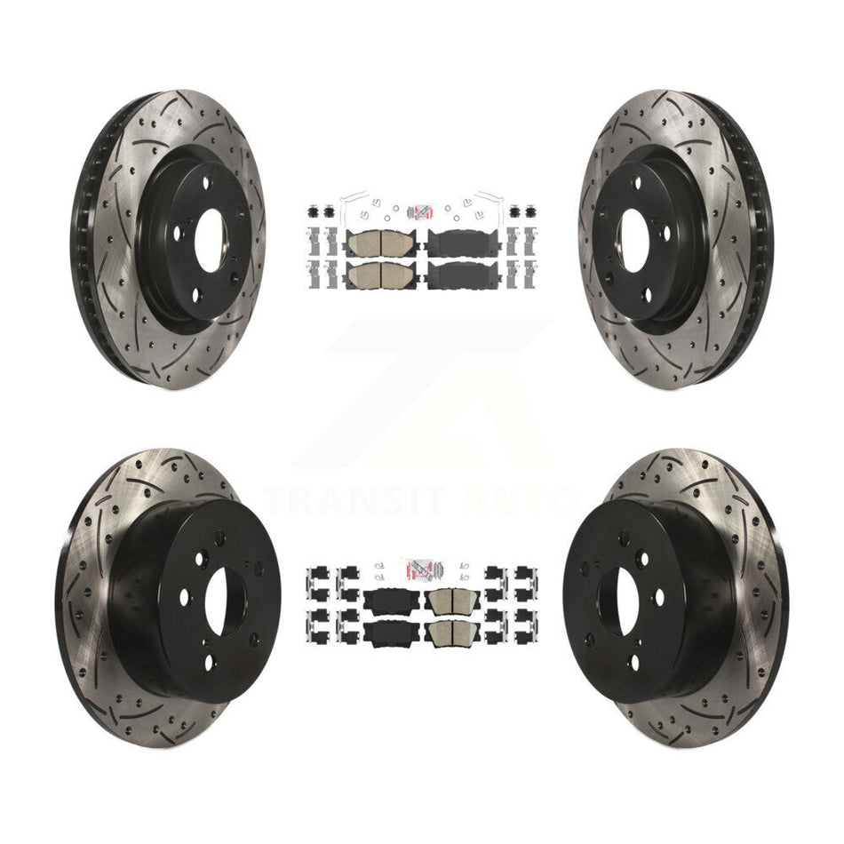 Front Rear Ceramic Pad & Drilled Slot Brake Rotor Kit For Toyota Camry Lexus ES350 Avalon KDA-101735