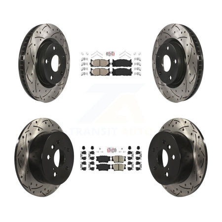 Front Rear Ceramic Pad & Drilled Slot Brake Rotor Kit For Toyota Camry Lexus ES350 Avalon KDA-101736