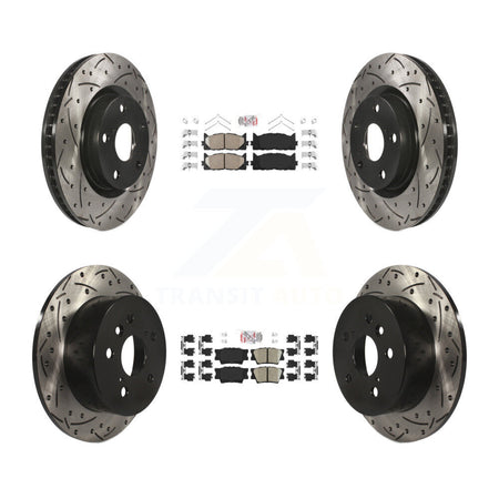 Front Rear Ceramic Pad & Drilled Slot Brake Rotor Kit For Toyota Camry Lexus ES350 Avalon KDA-101737