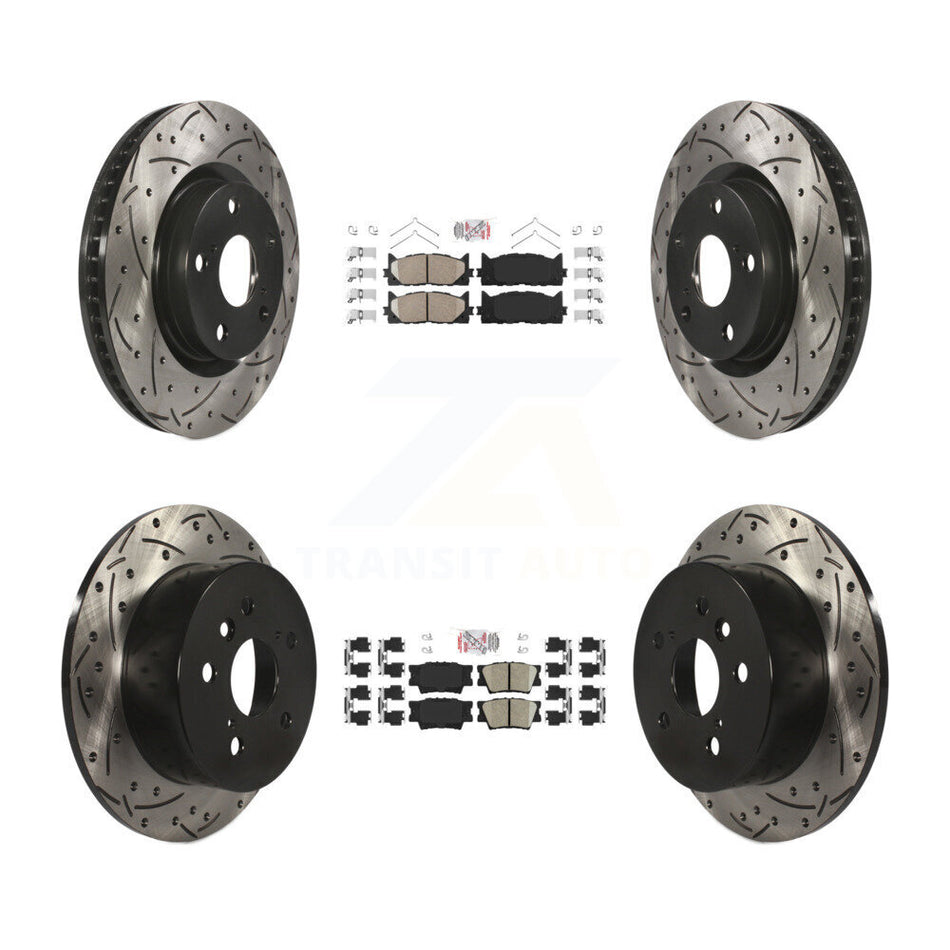 Front Rear Ceramic Pad & Drilled Slot Brake Rotor Kit For Toyota Camry Lexus ES350 Avalon KDA-101737