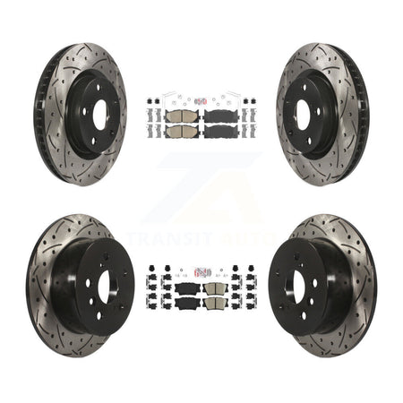 Front Rear Ceramic Pad & Drilled Slot Brake Rotor Kit For Toyota Camry Lexus ES350 Avalon KDA-101738