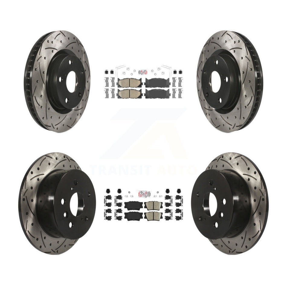 Front Rear Ceramic Pad & Drilled Slot Brake Rotor Kit For Toyota Camry Lexus ES350 Avalon KDA-101738