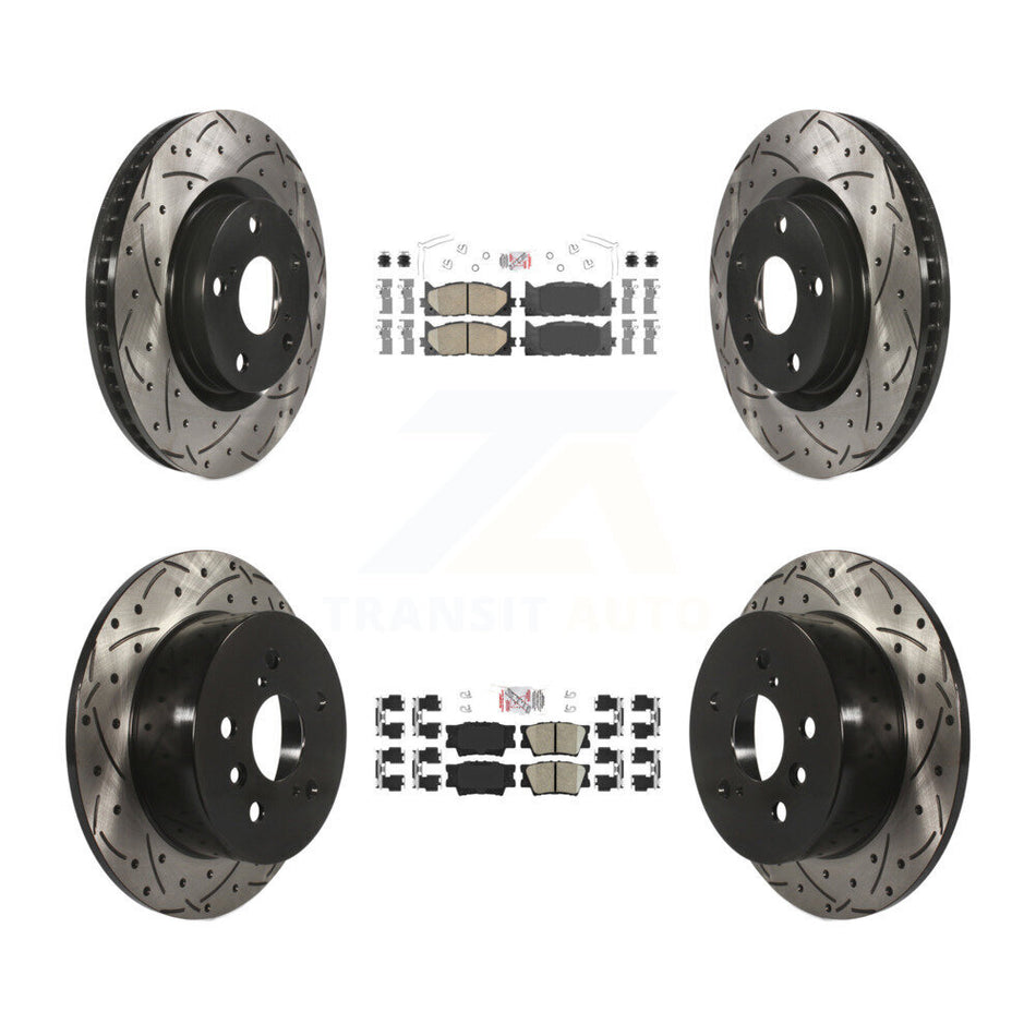 Front Rear Ceramic Pad & Drilled Slot Brake Rotor Kit For Toyota Camry Lexus ES350 Avalon KDA-101739