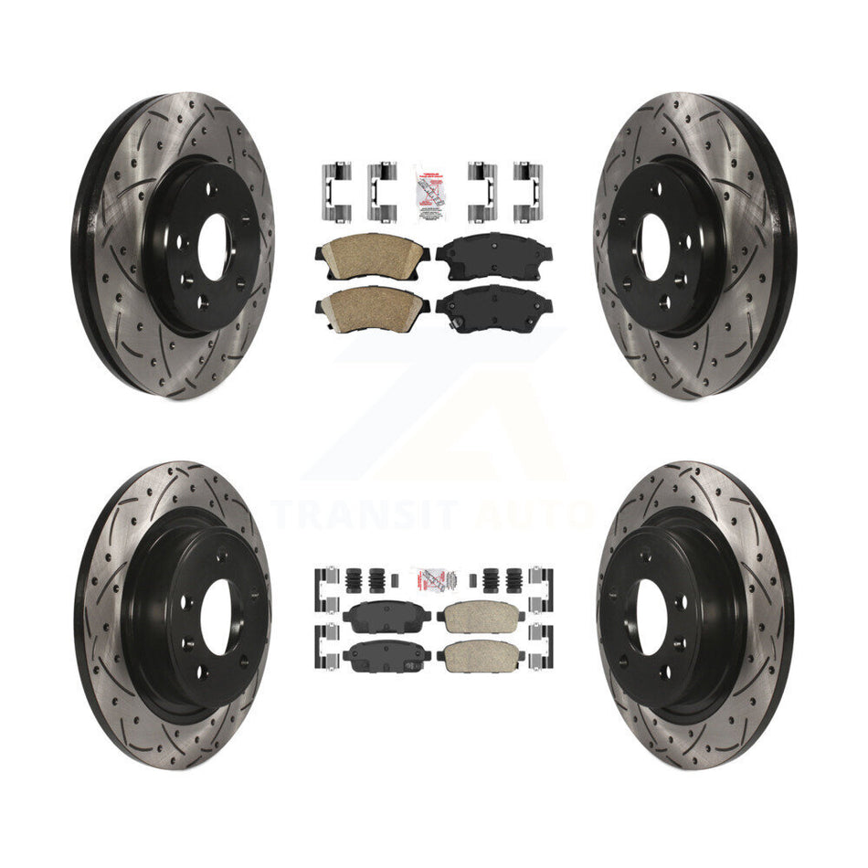 Front Rear Ceramic Pad & Coated Drilled Slotted Disc Brake Rotors Kit For Chevrolet Cruze KDA-101742