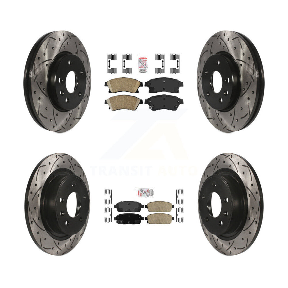 Front Rear Ceramic Pad & Coated Drilled Slotted Disc Brake Rotors Kit For Chevrolet Cruze KDA-101743