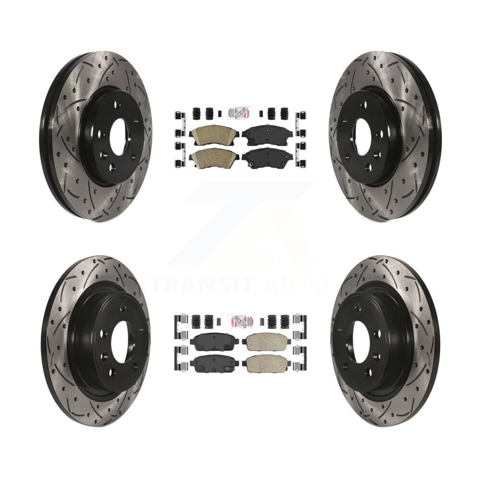 Front Rear Ceramic Pad & Coated Drilled Slotted Disc Brake Rotors Kit For Chevrolet Cruze KDA-101744