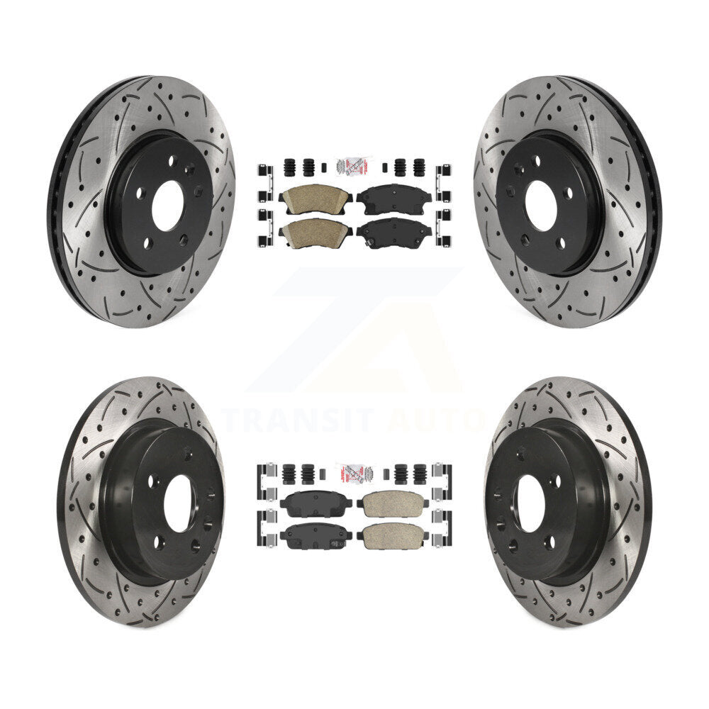 Front Rear Ceramic Pad Drilled Slot Disc Brake Rotor Kit For 2013-2014 Chevrolet Sonic RS KDA-101748