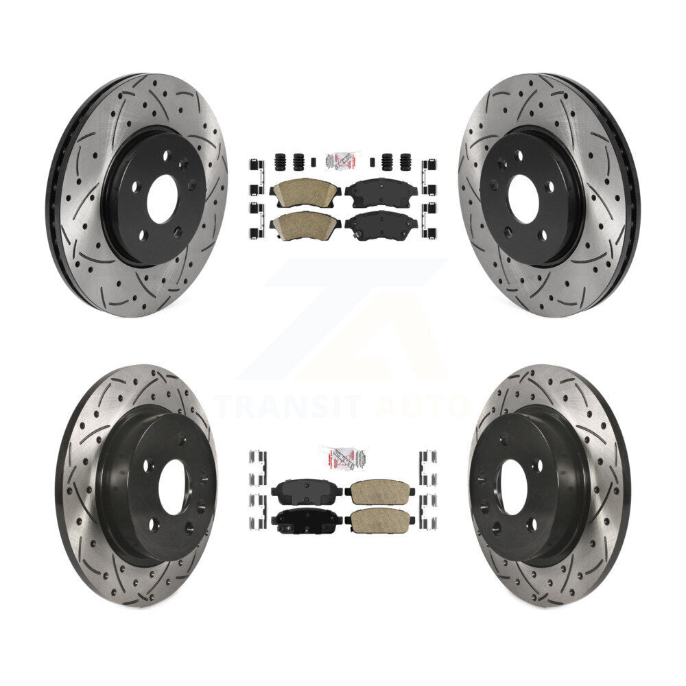 Front Rear Ceramic Pad Drilled Slot Disc Brake Rotor Kit For 2013-2014 Chevrolet Sonic RS KDA-101749