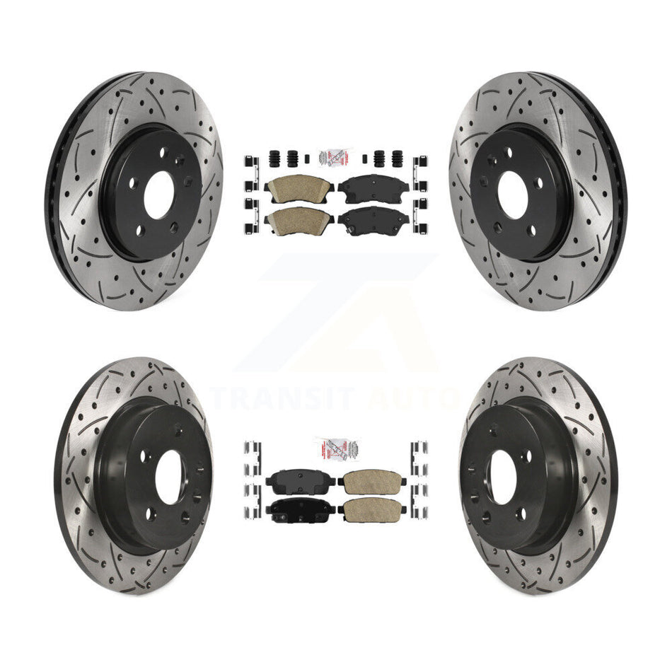 Front Rear Ceramic Pad Drilled Slot Disc Brake Rotor Kit For 2013-2014 Chevrolet Sonic RS KDA-101749