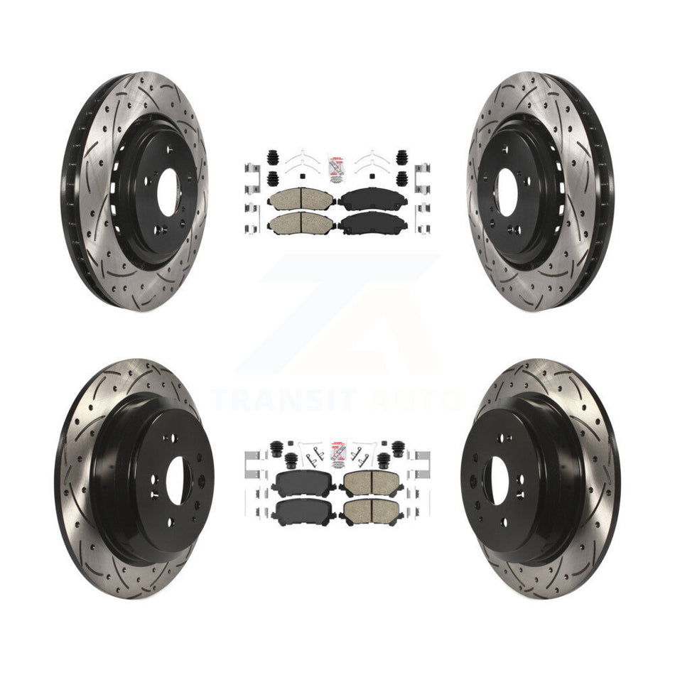 Front Rear Ceramic Pad & Coated Drilled Slot Disc Brake Rotor Kit For 2014-2016 Acura MDX KDA-101751