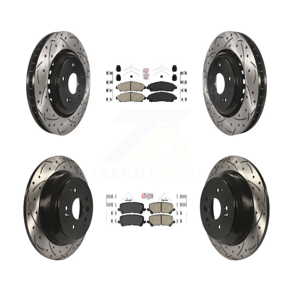 Front Rear Ceramic Pad & Coated Drilled Slot Disc Brake Rotor Kit For 2014-2016 Acura MDX KDA-101752