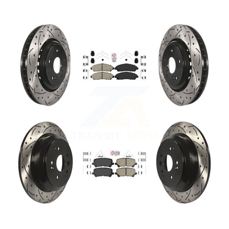 Front Rear Ceramic Pad & Coated Drilled Slot Disc Brake Rotor Kit For 2014-2016 Acura MDX KDA-101752