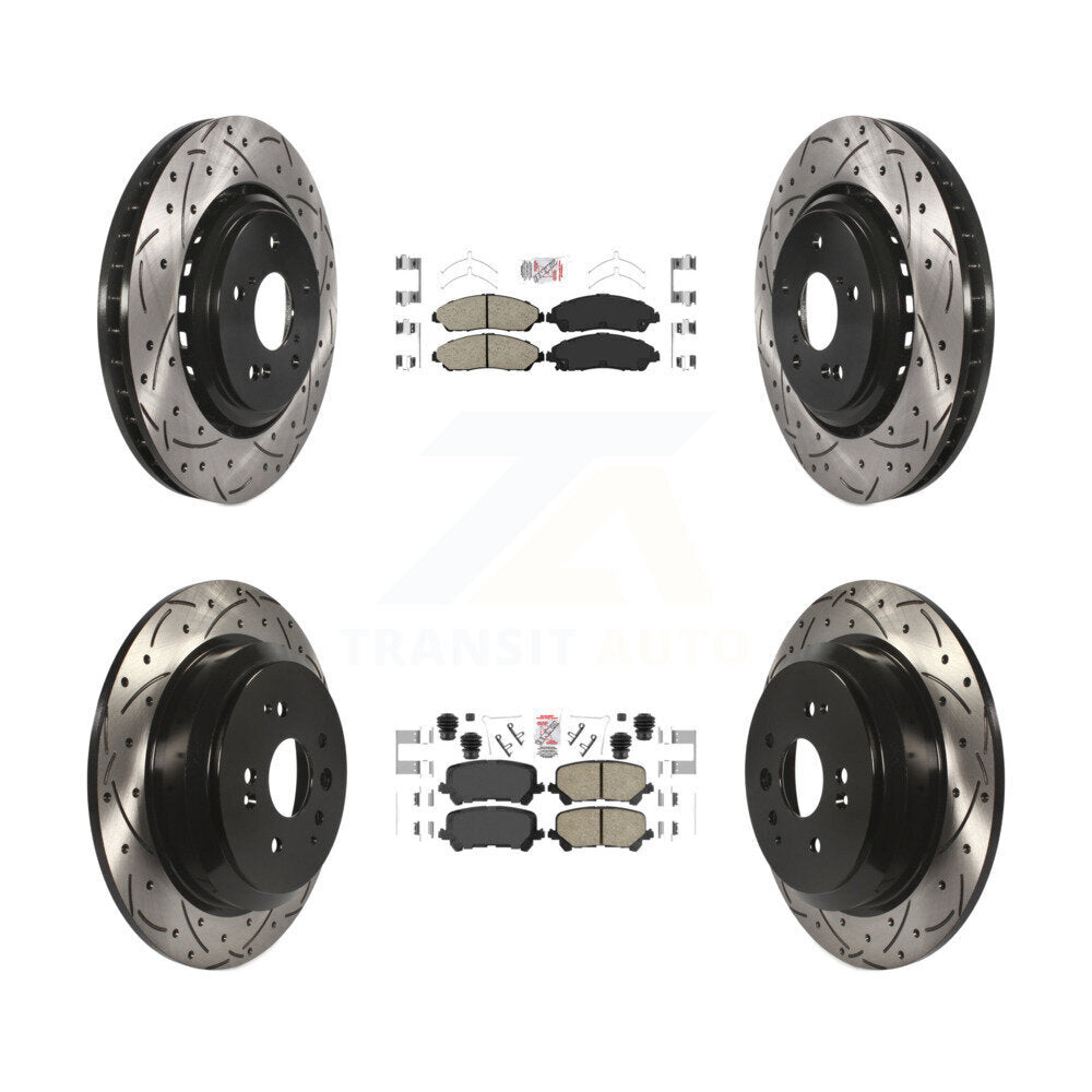 Front Rear Ceramic Pad & Coated Drilled Slot Disc Brake Rotor Kit For 2014-2016 Acura MDX KDA-101753