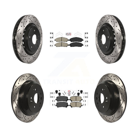 Front Rear Ceramic Pad & Coated Drilled Slot Disc Brake Rotor Kit For 2014-2016 Acura MDX KDA-101753