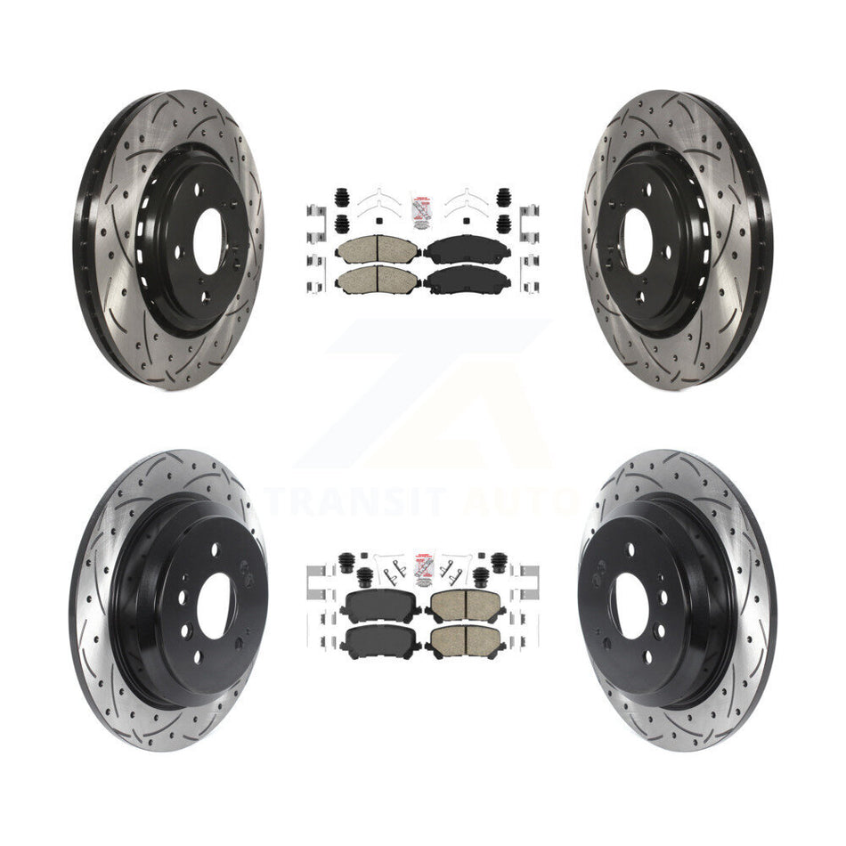 Front Rear Ceramic Pad Coated Drilled Slot Disc Brake Rotor Kit For Honda Pilot Ridgeline KDA-101755