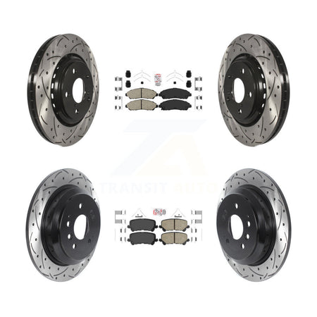 Front Rear Ceramic Pad Coated Drilled Slot Disc Brake Rotor Kit For Honda Pilot Ridgeline KDA-101756