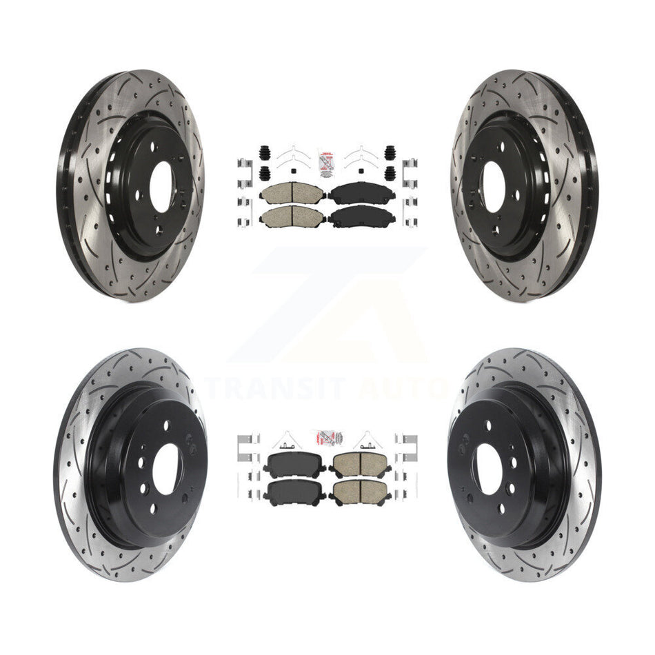 Front Rear Ceramic Pad Coated Drilled Slot Disc Brake Rotor Kit For Honda Pilot Ridgeline KDA-101756