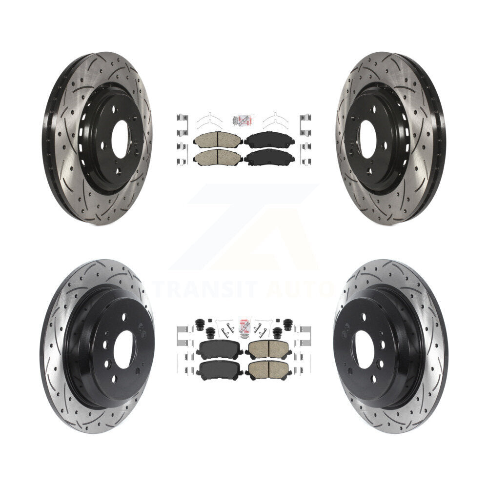 Front Rear Ceramic Pad Coated Drilled Slot Disc Brake Rotor Kit For Honda Pilot Ridgeline KDA-101757