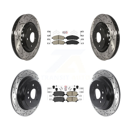 Front Rear Ceramic Pad Coated Drilled Slot Disc Brake Rotor Kit For Honda Pilot Ridgeline KDA-101757