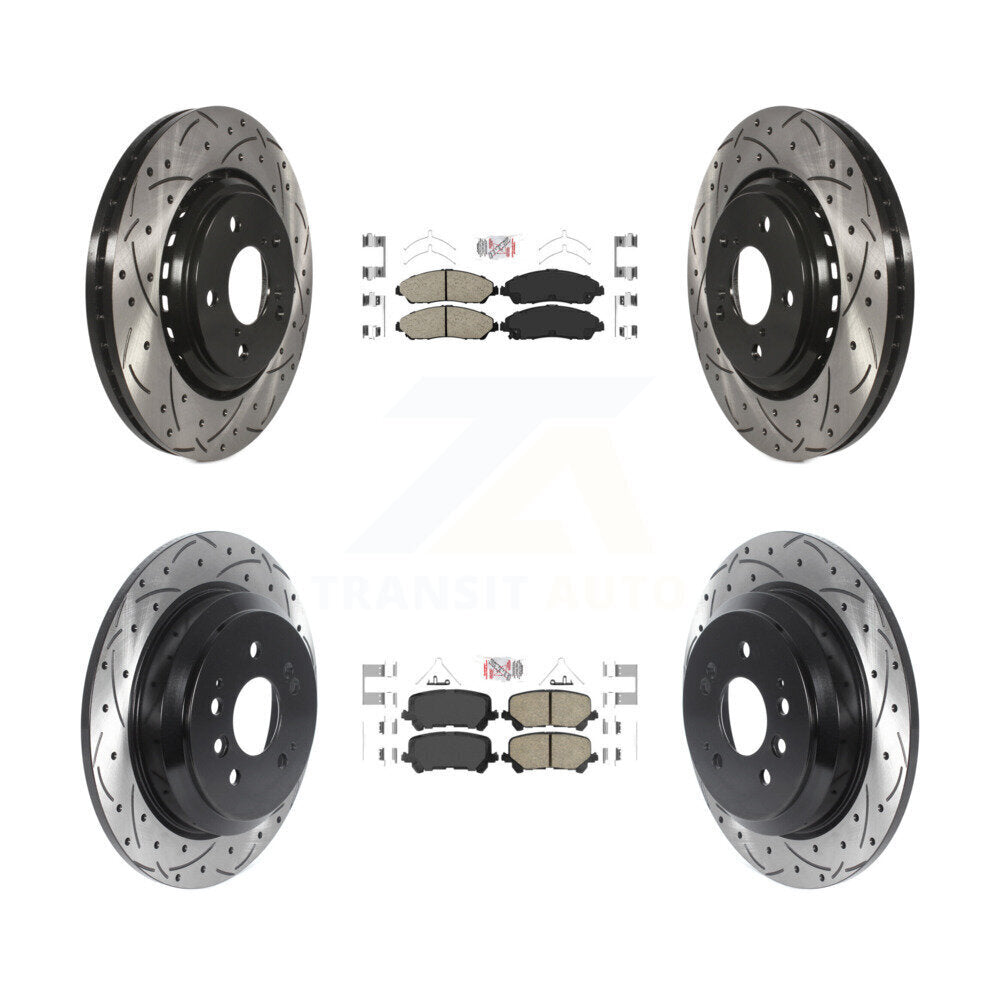 Front Rear Ceramic Pad Coated Drilled Slot Disc Brake Rotor Kit For Honda Pilot Ridgeline KDA-101758