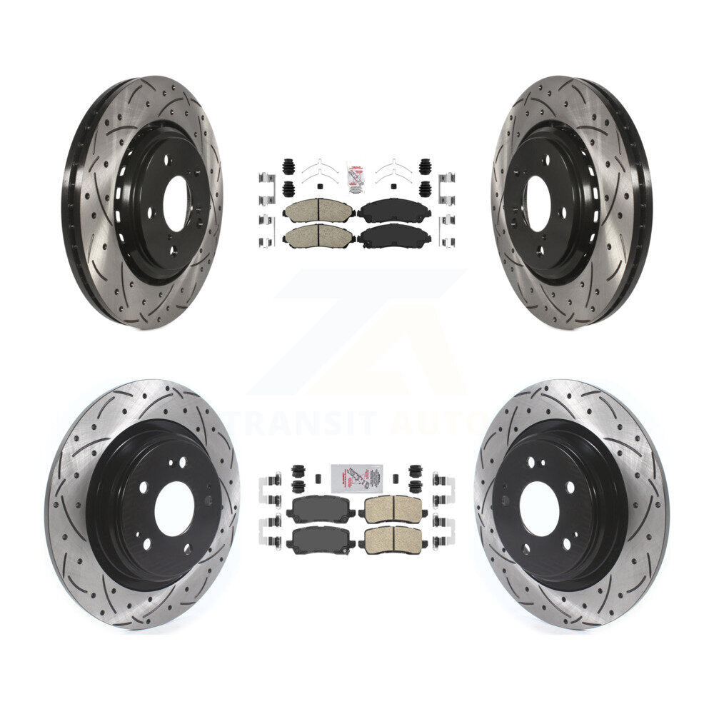 Front Rear Ceramic Pads And Coated Drilled Slotted Disc Brake Rotors Kit For Acura MDX KDA-101759
