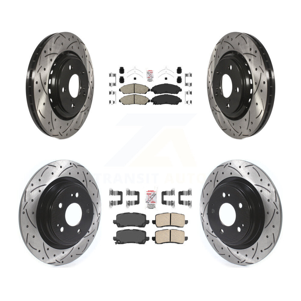 Front Rear Ceramic Pads And Coated Drilled Slotted Disc Brake Rotors Kit For Acura MDX KDA-101760