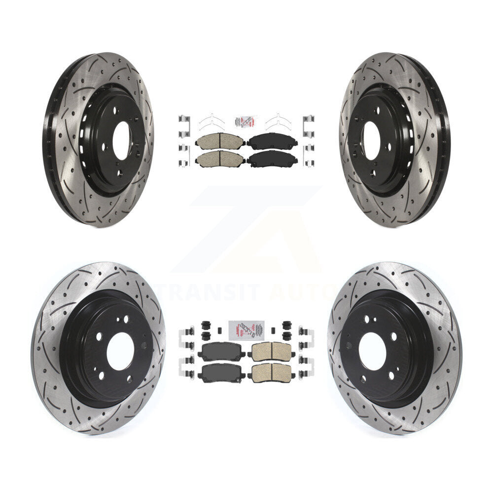 Front Rear Ceramic Pads And Coated Drilled Slotted Disc Brake Rotors Kit For Acura MDX KDA-101761