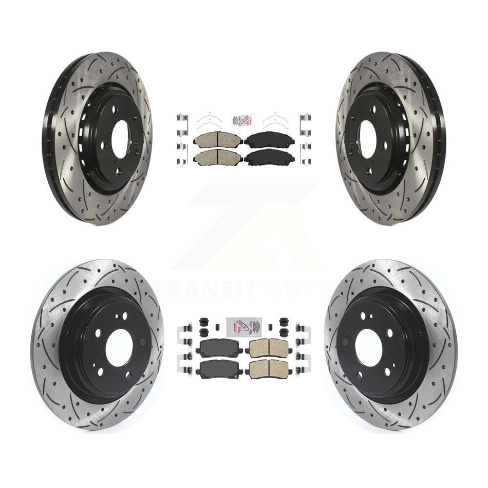 Front Rear Ceramic Pads And Coated Drilled Slotted Disc Brake Rotors Kit For Acura MDX KDA-101761
