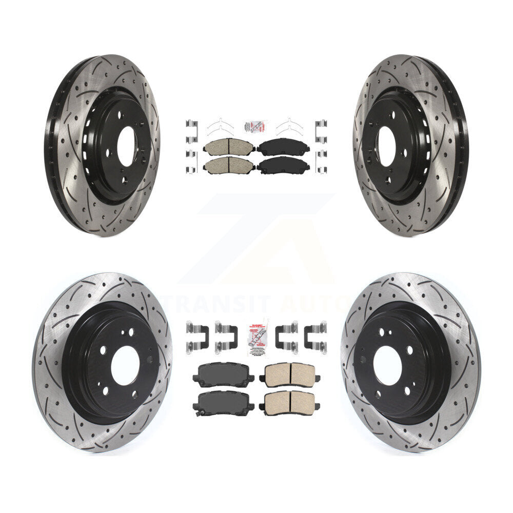 Front Rear Ceramic Pads And Coated Drilled Slotted Disc Brake Rotors Kit For Acura MDX KDA-101762