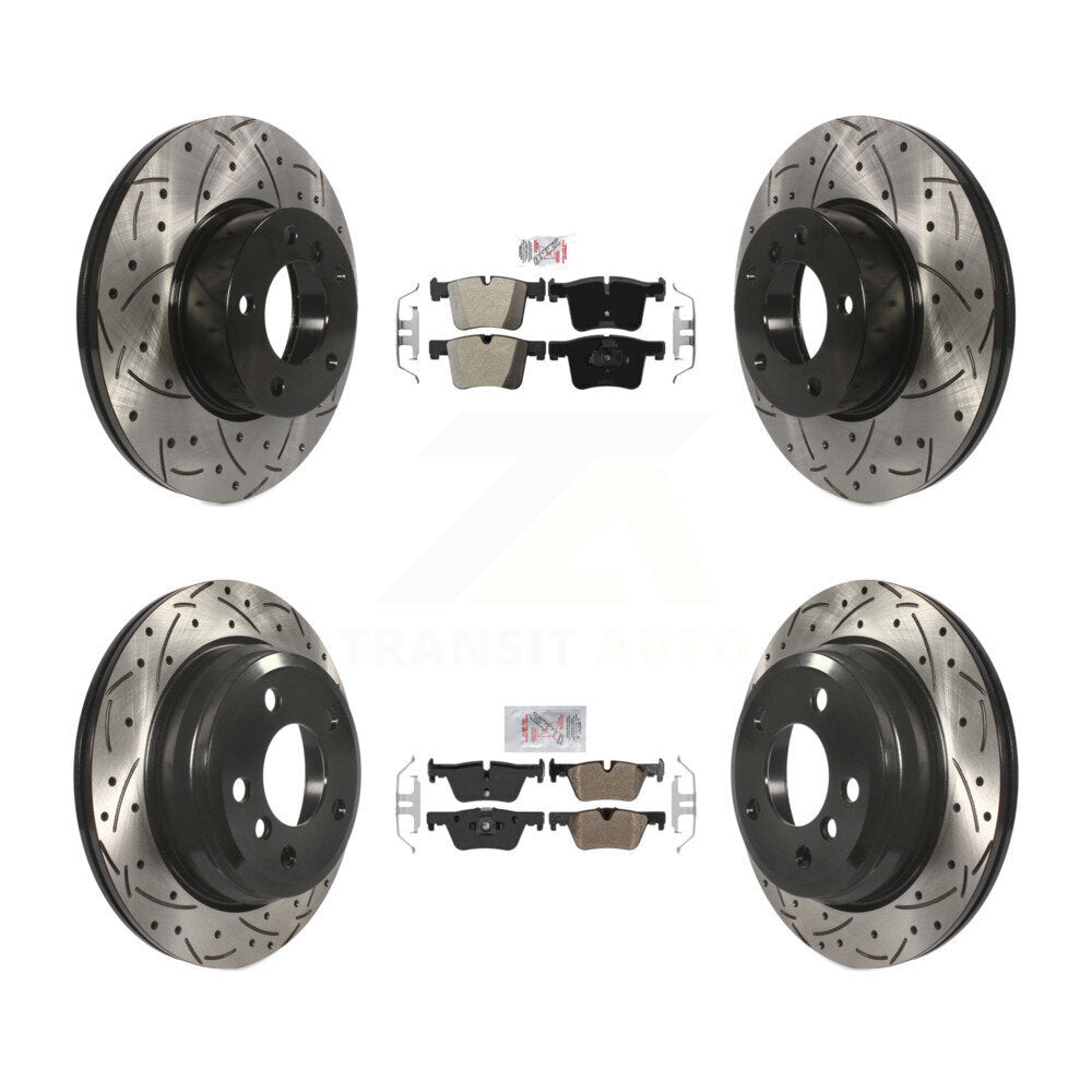 Front Rear Semi-Metallic Pad & Drilled Slot Disc Brake Rotor Kit For BMW 320i xDrive 328d KDA-101767