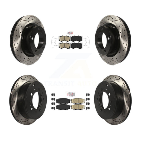 Front Rear Ceramic Pad Drilled Slot Brake Rotor Kit For Toyota Tundra Sequoia Lexus LX570 KDA-101768