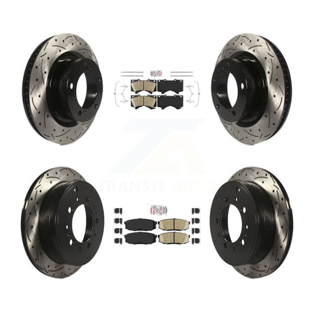 Front Rear Ceramic Pad Drilled Slot Brake Rotor Kit For Toyota Tundra Sequoia Lexus LX570 KDA-101770