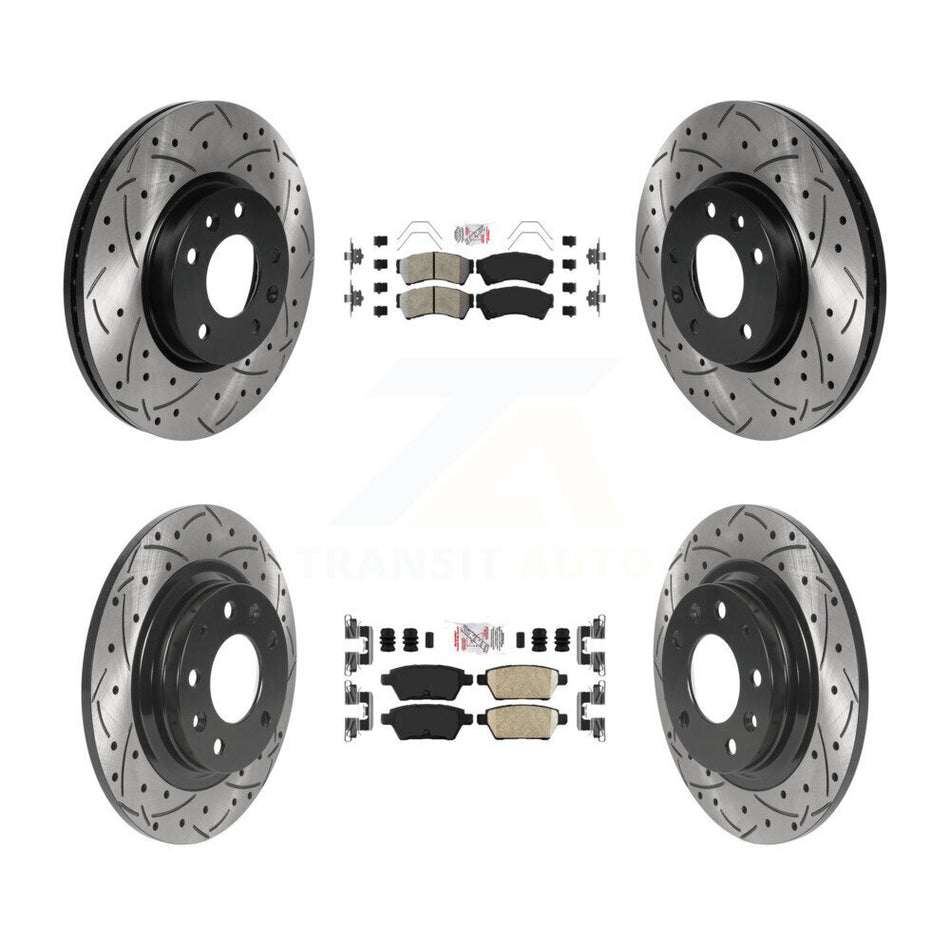 Front Semi-Metallic Rear Ceramic Pad Drilled Slot Brake Rotor Kit For Ford Fusion Mazda 6 KDA-101772