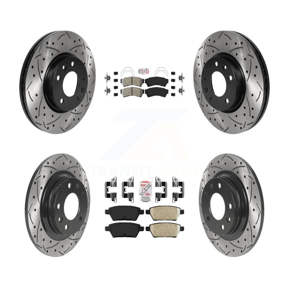 Front Semi-Metallic Rear Ceramic Pad Drilled Slot Brake Rotor Kit For Ford Fusion Mazda 6 KDA-101775