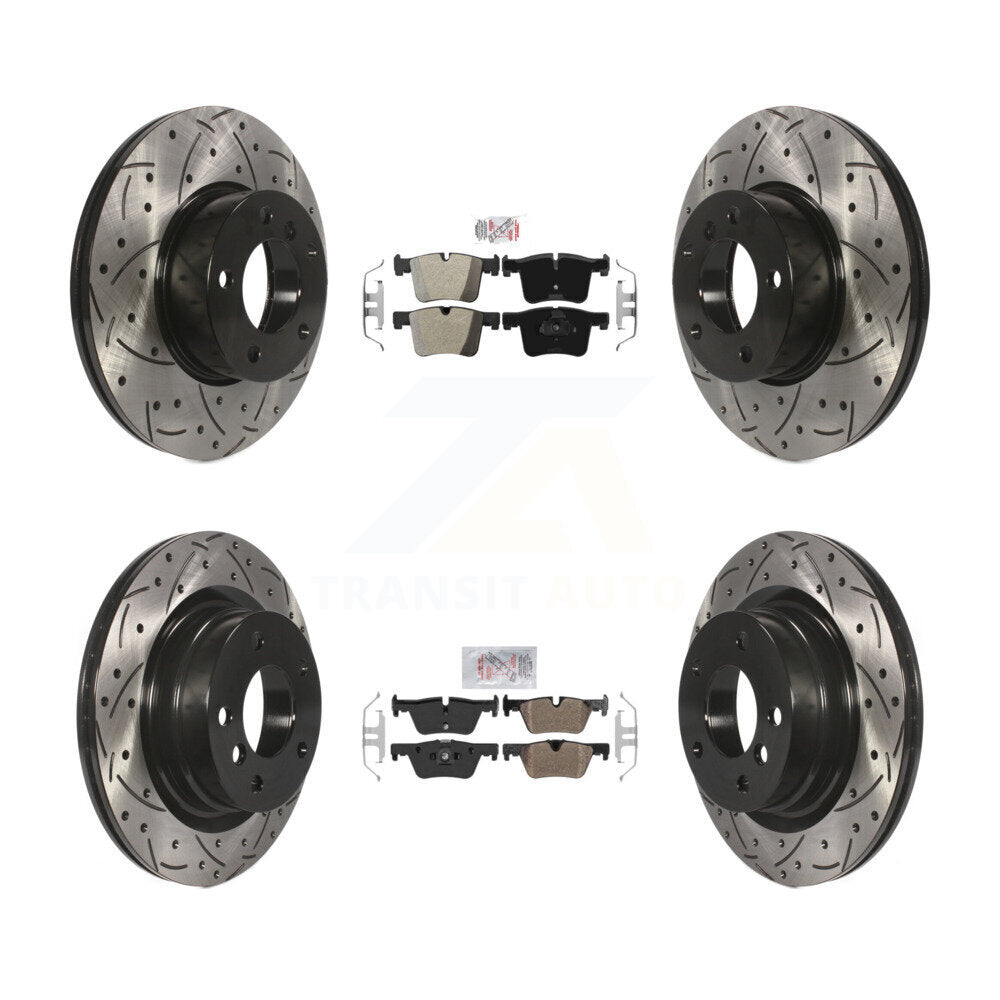 Front Rear Semi-Metallic Pad & Coated Drilled Slot Disc Brake Rotor Kit For BMW 320i 328d KDA-101776