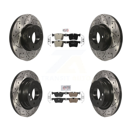 Front Rear Semi-Metallic Pad & Coated Drilled Slot Disc Brake Rotor Kit For BMW 320i 328d KDA-101776