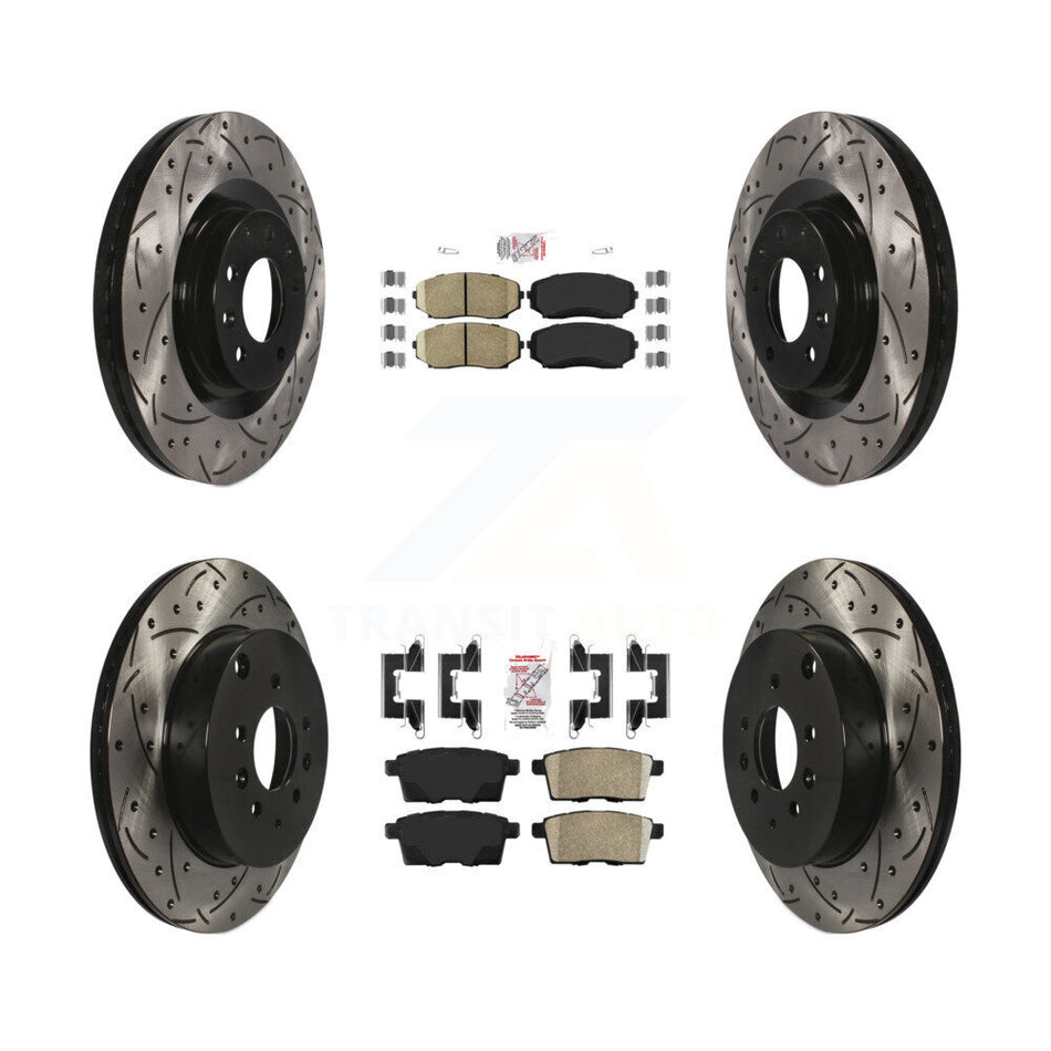Front Rear Ceramic Pad Coated Drilled Slot Disc Brake Rotors Kit For 2007-2015 Mazda CX-9 KDA-101783