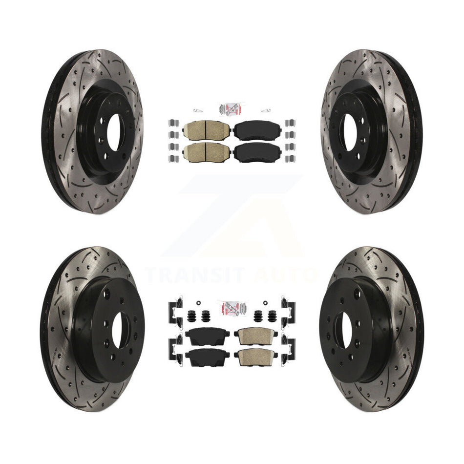 Front Rear Ceramic Pad Coated Drilled Slot Disc Brake Rotors Kit For 2007-2015 Mazda CX-9 KDA-101784