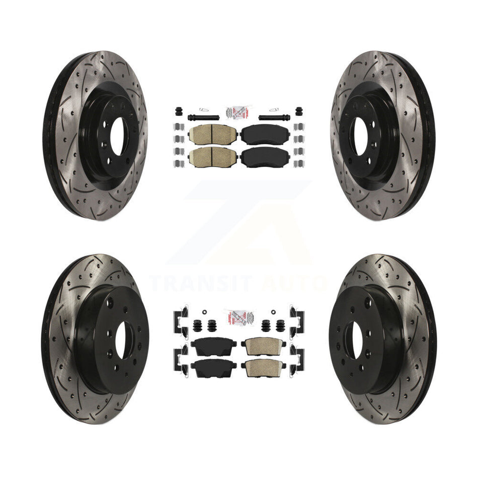 Front Rear Ceramic Pad Coated Drilled Slot Disc Brake Rotors Kit For 2007-2015 Mazda CX-9 KDA-101786