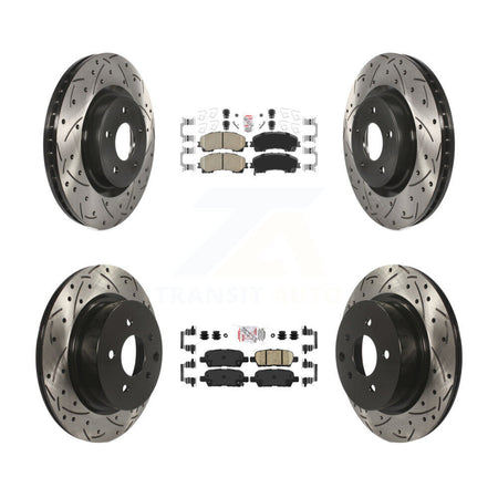 Front Rear Ceramic Pad Coated Drill Slot Disc Brake Rotor Kit For 2016-2017 INFINITI QX50 KDA-101787