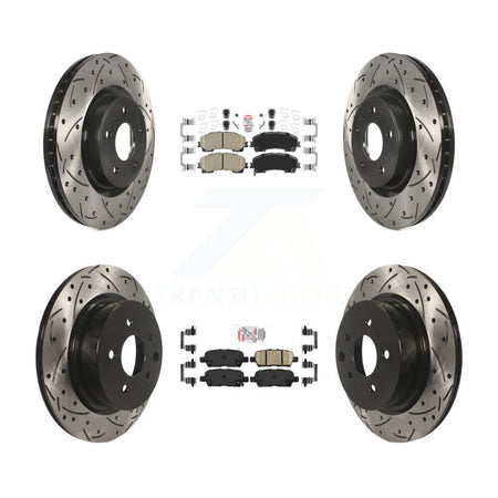 Front Rear Ceramic Pad Coated Drill Slot Disc Brake Rotor Kit For 2016-2017 INFINITI QX50 KDA-101788