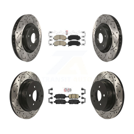 Front Rear Ceramic Pad Coated Drill Slot Disc Brake Rotor Kit For 2016-2017 INFINITI QX50 KDA-101790