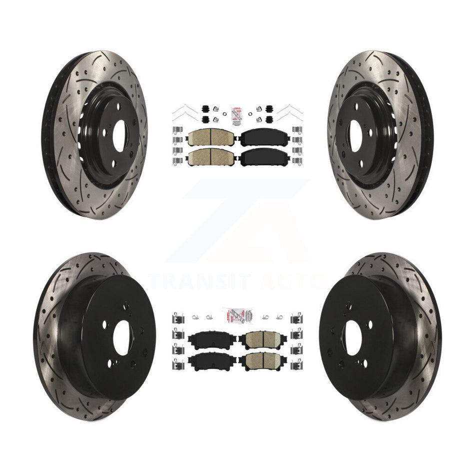 Front Rear Ceramic Pad Drill Slot Disc Brake Rotor Kit For Toyota Sienna Highlander Lexus KDA-101799