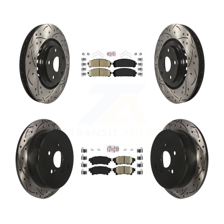 Front Rear Ceramic Pad Drill Slot Disc Brake Rotor Kit For Toyota Sienna Highlander Lexus KDA-101801