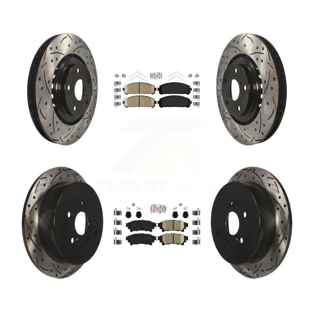 Front Rear Ceramic Pad Drill Slot Disc Brake Rotor Kit For Toyota Sienna Highlander Lexus KDA-101802